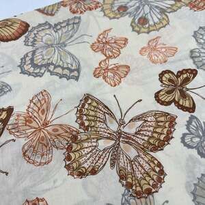 Vtg Butterfly Garden Standard Pillowcase Orange Brown 1970s Retro Percale USA